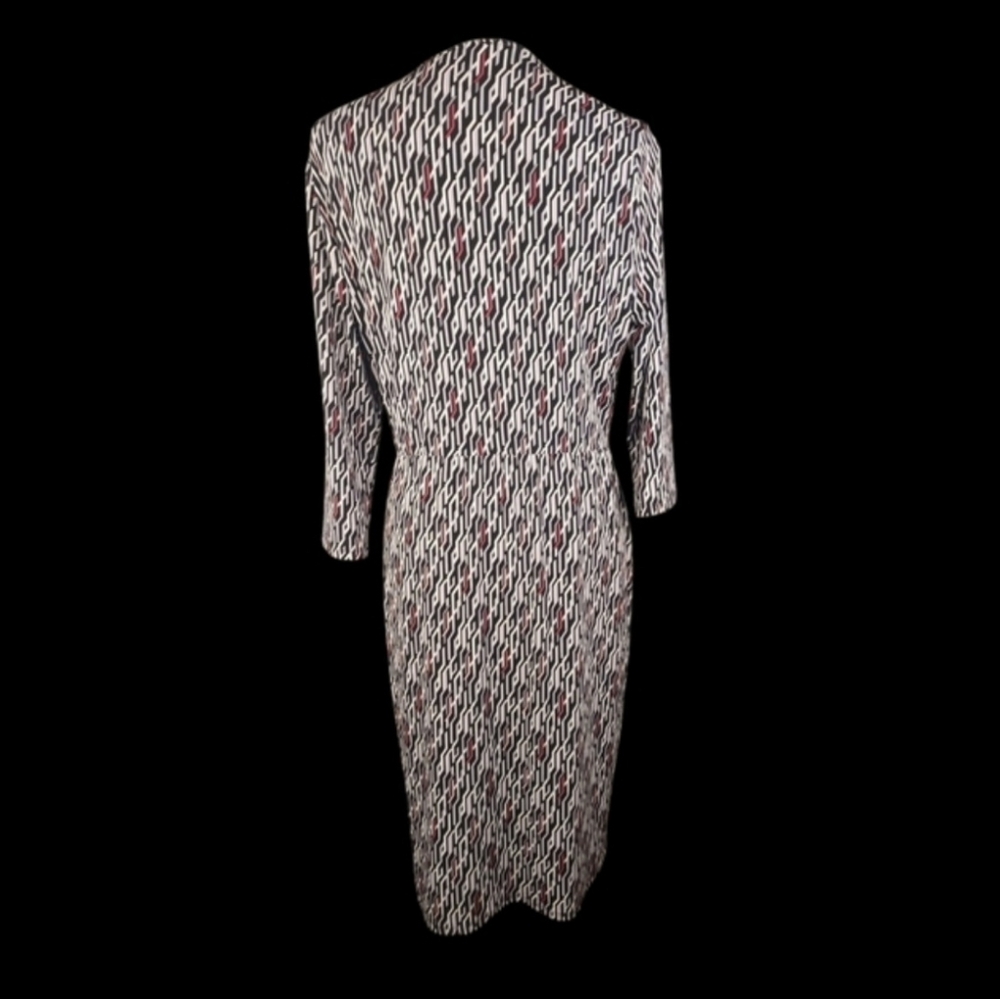 White House Black Market Mock Wrap Mini Geometric Print Dress Womens Size Medium - Picture 12 of 12